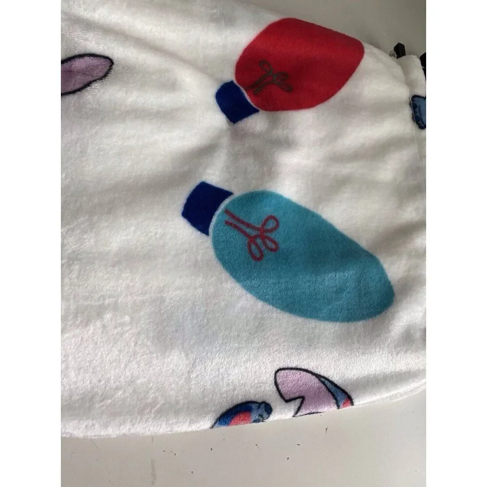 Disney Stitch & Angel Mistletoe Christmas Lights Soft Throw Blanket 50 X 70” NEW